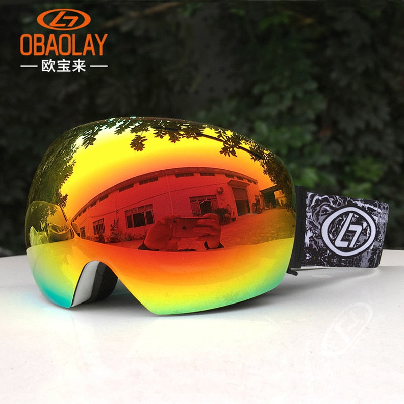 Double Layer Ski Goggles UV Anti Fog Snowboard Eyewear