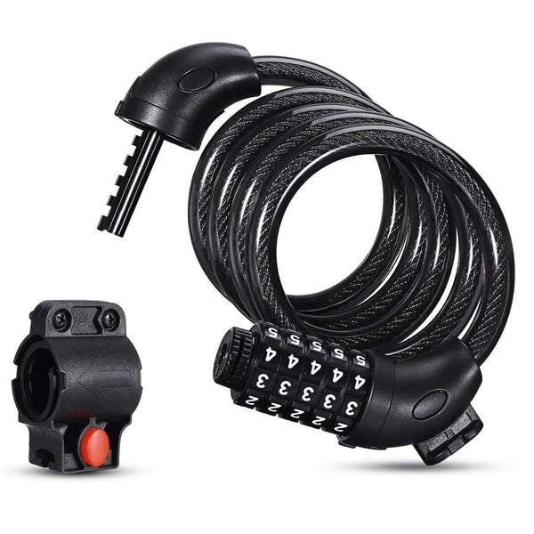 4 Feet 5 Digit Resettable Combination Coiling Bike Chain Lock