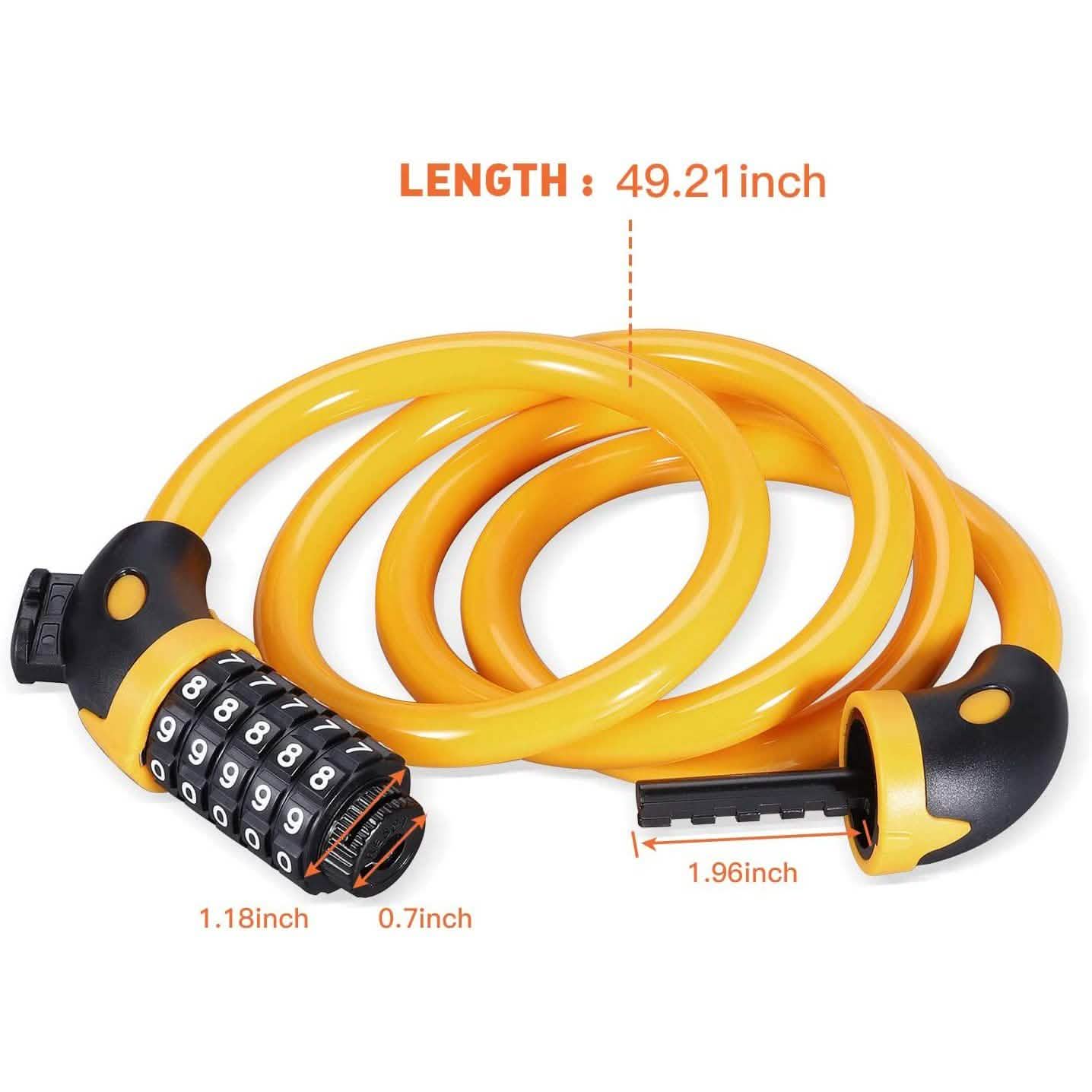 4 Feet 5 Digit Resettable Combination Coiling Bike Chain Lock