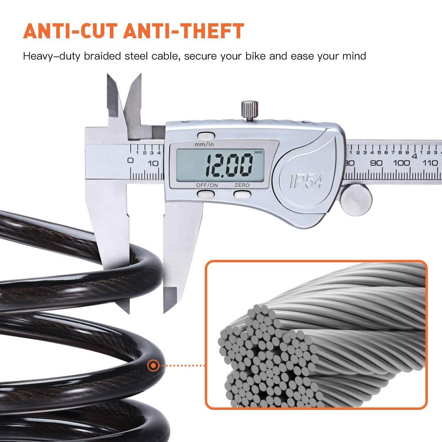 4 Feet 5 Digit Resettable Combination Coiling Bike Chain Lock