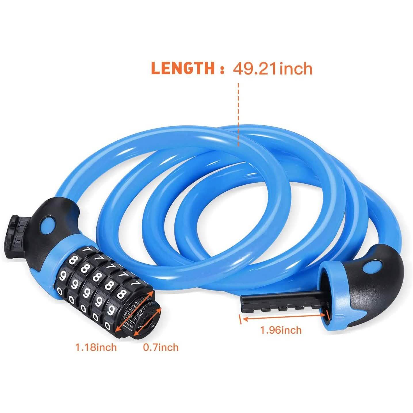 4 Feet 5 Digit Resettable Combination Coiling Bike Chain Lock
