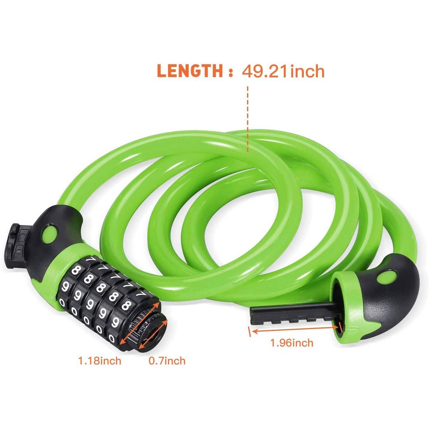 4 Feet 5 Digit Resettable Combination Coiling Bike Chain Lock