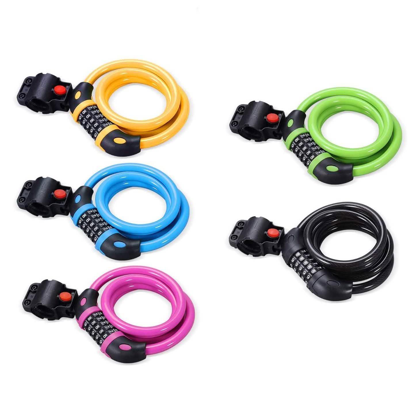 4 Feet 5 Digit Resettable Combination Coiling Bike Chain Lock