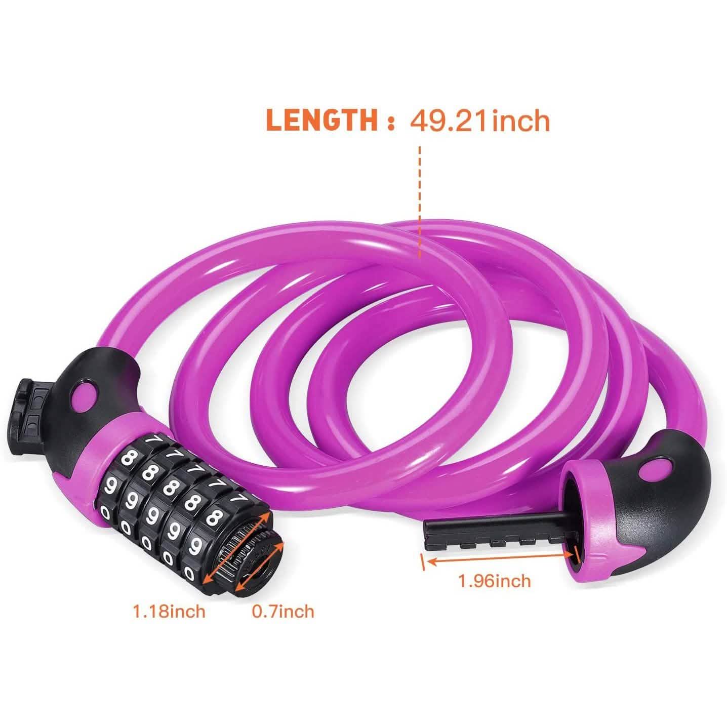 4 Feet 5 Digit Resettable Combination Coiling Bike Chain Lock