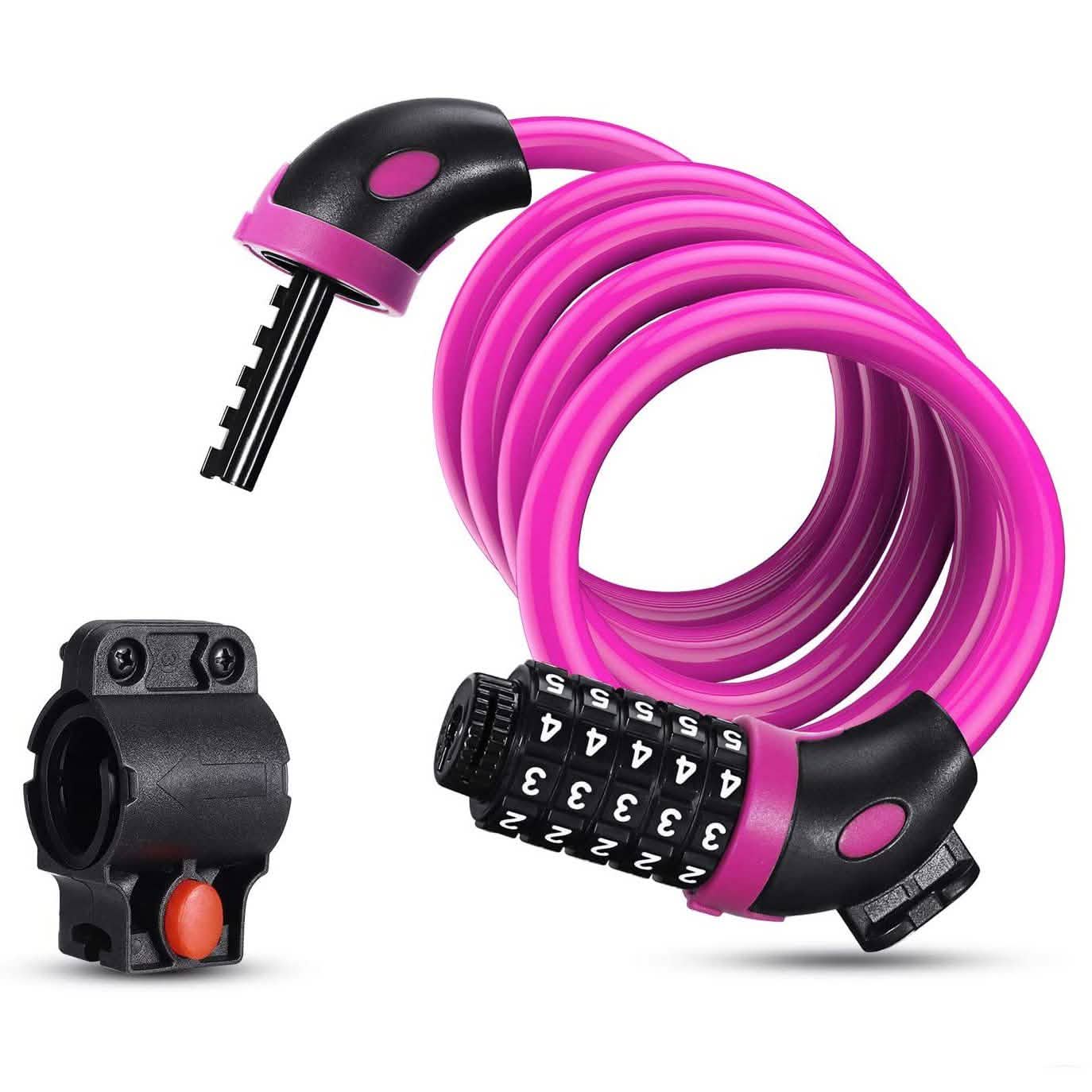 4 Feet 5 Digit Resettable Combination Coiling Bike Chain Lock